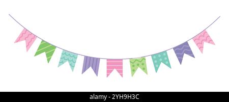 Illustrazione piatta dei flag di visualizzazione del vettore garland Illustrazione Vettoriale
