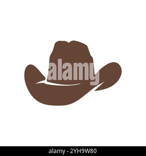 Icona vettoriale western del cappello da cowboy. Logo illustrativo dell'icona del cartone animato dello sceriffo cowboy. Illustrazione Vettoriale