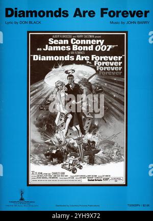 US Sheet Music per la title song con musiche di JOHN BARRY e testi di DON BLACK per SEAN CONNERY come James Bond 007 in DIAMANTI SONO FOREVER 1971 regista GUY HAMILTON United Artists Foto Stock