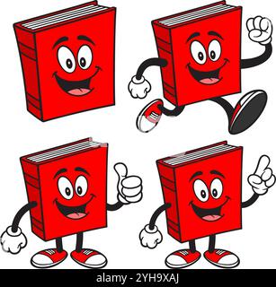 Set di caratteri del libro 03, illustrazioni vettoriali disegnate a mano, isolate su sfondo trasparente Illustrazione Vettoriale