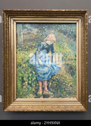 La Bergère - la Pastore Camille Pissaro 1881, jeune fille à la baguette; paysanne assise Foto Stock