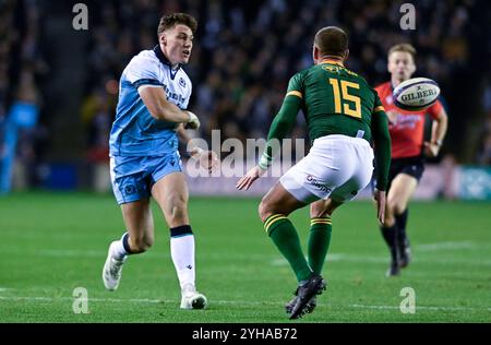 Edimburgo, Regno Unito. 10 novembre 2024. Tom Jordan della Scozia durante la partita delle Autumn Nation Series al Murrayfield Stadium di Edimburgo. Il credito per immagini dovrebbe essere: Neil Hanna/Sportimage Credit: Sportimage Ltd/Alamy Live News Foto Stock