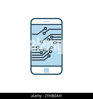 Icona vettoriale del processore di intelligenza artificiale mobile, icona mobile utilizzata nell'icona dell'intelligenza artificiale e design piatto minimalista mobile. Icona Mini ai CPU in stile piatto Illustrazione Vettoriale