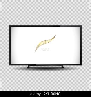 Mockup per monitor a schermo piatto ampio, mock-up LED per TV 4K a schermo piatto, plasma, illustrazione realistica, mockup bianco per monitor Illustrazione Vettoriale