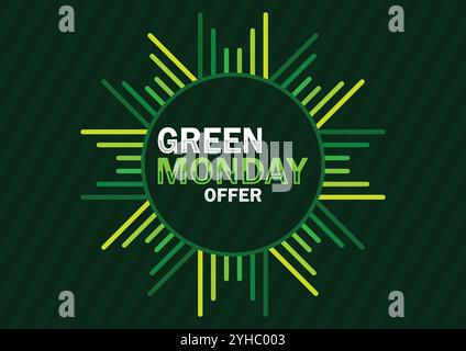 Offerta Green Monday. Adatto per biglietti d'auguri, poster e striscioni. Illustrazione moderna. Illustrazione Vettoriale