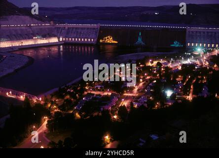 Laser light show at Grand Coulee Dam, Washington. Stock Photo