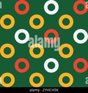 Sfondo geometrico astratto colorato e senza cuciture con cerchi per felice anno nuovo e Natale. Motivo vettoriale minimalista e alla moda caratterizzato da una forma circolare Illustrazione Vettoriale