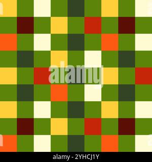 Vivace motivo a scacchi senza cuciture per Natale, Natale e felice anno nuovo. I quadrati dai colori festivi creano un design vettoriale geometrico. Ideale per Illustrazione Vettoriale