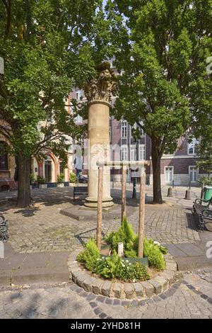 Pilastro pubblicitario nel centro storico di Duesseldorf, capitale dello Stato, città indipendente, Renania settentrionale-Vestfalia, Germania, Europa Foto Stock