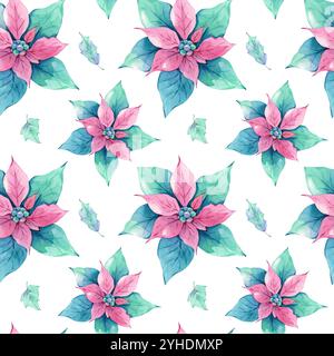 Poinsettia Holly lascia Pattern Foto Stock