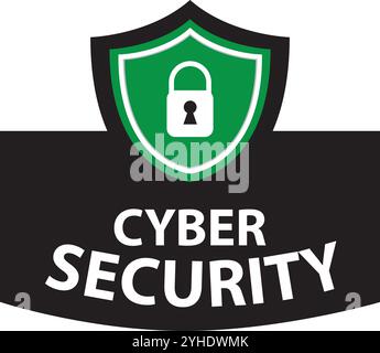 Etichetta di sicurezza informatica. Massima protezione contro le minacce informatiche e i furti di identità. Protezione dei dati Illustrazione Vettoriale