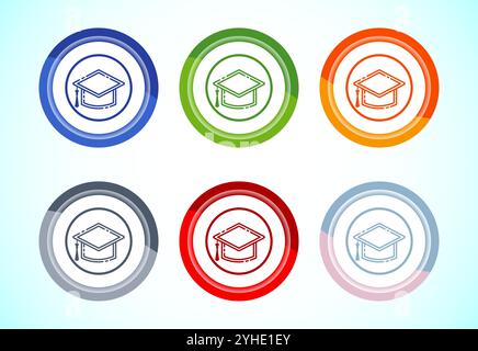 Design icona cappello di laurea, icona cappello accademico per app e siti Web Illustrazione Vettoriale