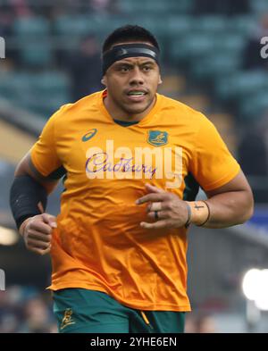 Londra, Regno Unito. 9 novembre 2024. L'australiano Alan Alaalatoa (West Harbour Juniors) durante le Autumn Nations Series tra Inghilterra e Australia (Wallabies) allo stadio Allianz, Twickenham, Londra il 9 novembre 2024 Credit: Action foto Sport/Alamy Live News Foto Stock