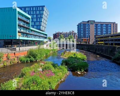 Regno Unito, South Yorkshire, Sheffield, centro città, vista dal ponte di Blonk Street. Foto Stock