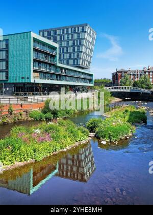 Regno Unito, South Yorkshire, Sheffield, centro città, vista dal ponte di Blonk Street. Foto Stock