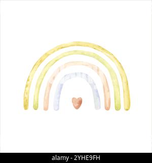 Safari acquerello disegnato a mano con l'arcobaleno Illustrazione Vettoriale