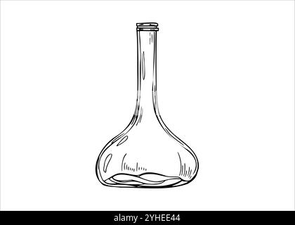 Diffusore di reed vuoto vettoriale illustrazione di schizzo grafico isolato realistico dipinto da inchiostri neri. Flacone spray per olio organico essenziale Illustrazione Vettoriale