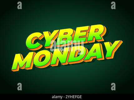 Cyber monday. Design effetto testo in 3 dimensioni, ideale per gli annunci sui social media Illustrazione Vettoriale