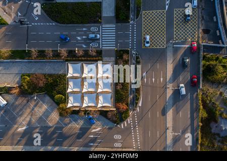 Vista aerea delle strade e del traffico di Saragozza Foto Stock