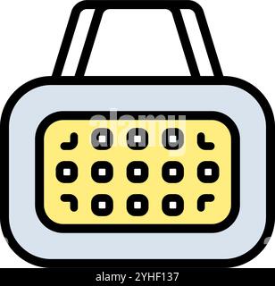 Simbolo del trasportatore per animali domestici. Comodo viaggio con gli animali. Icona vettoriale colore del supporto Cat. Gatto e cane in gabbia. Cassa portante. Animali. Illustrazione vettoriale isolata. Illustrazione Vettoriale