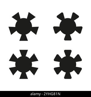 Icona a stella. Vettore di forma geometrica. Simbolo di stella circolare. Grafica in bianco e nero. Illustrazione Vettoriale