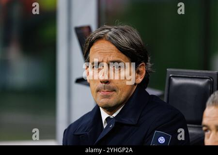 Milano, Italia. 6 novembre 2024. Simone Inzaghi (Internazionale Milano) visto durante la partita di UEFA Champions League tra le squadre dell'Internazionale Milano e dell'Arsenal FC. Punteggio finale; Internazionale Milano 1:0 Arsenal FC (foto di Maciej Rogowski/SOPA Images/Sipa USA) credito: SIPA USA/Alamy Live News Foto Stock