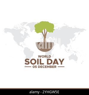 Illustrazione vettoriale della giornata mondiale del suolo (WSD), biglietto di auguri, poster, banner, giornata mondiale del suolo dicembre 05 illustrazione vettoriale di sfondo Illustrazione Vettoriale