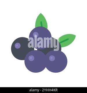 semplice illustrazione vettoriale di una bacca di acai, in uno stile semplice e pulito, adatto a temi alimentari e di salute. illustrazione fruit flat. Illustrazione Vettoriale