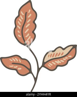 Vettore di illustrazione a foglia marrone minimalista Illustrazione Vettoriale