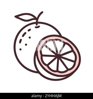 semplice illustrazione vettoriale di un pompelmo, in uno stile semplice e pulito, adatto a temi alimentari e di salute. illustrazione fruit flat. Illustrazione Vettoriale