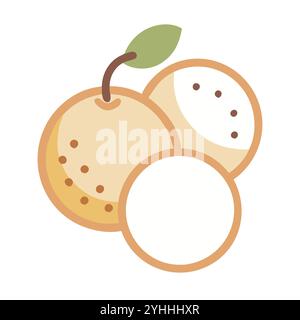 semplice illustrazione vettoriale di una longan, in uno stile semplice e pulito, adatto a temi alimentari e di salute. illustrazione fruit flat. Illustrazione Vettoriale