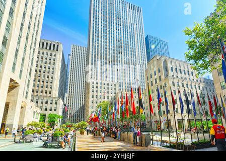 New York, Stati Uniti d'America- Agosto 14, 2017: Rockefeller Center è un grande complesso costituito da 19 edifici commerciali che coprono 22 acri tra 48th e 51st St Foto Stock