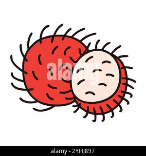 semplice illustrazione vettoriale di un rambutan, in uno stile semplice e pulito, adatto a temi alimentari e di salute. illustrazione fruit flat. Illustrazione Vettoriale