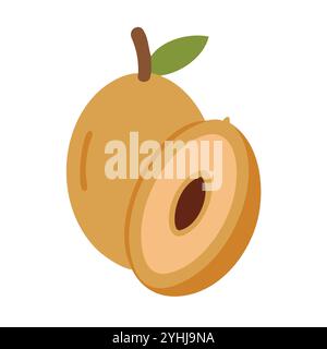 semplice illustrazione vettoriale di una sapodilla, in uno stile semplice e pulito, adatta a temi alimentari e di salute. illustrazione fruit flat. Illustrazione Vettoriale