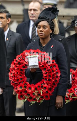 11/10/2024. Londra, il leader del Partito Conservatore britannico Kemi Badenoch partecipa al Remembrance Sunday Service a Whitehall per commemorare il contributo dei militari e civili britannici e del Commonwealth nelle due guerre mondiali e in seguito nel conflitto. Credito fotografico: Sam Hussain via Ray Tang/ foto piscina. Foto Stock