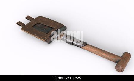 pala da trincea con sfondo bianco Foto Stock