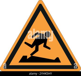 Segno triangolare irlandese su sfondo giallo scuro che indica un avvertimento di pericolo Illustrazione Vettoriale
