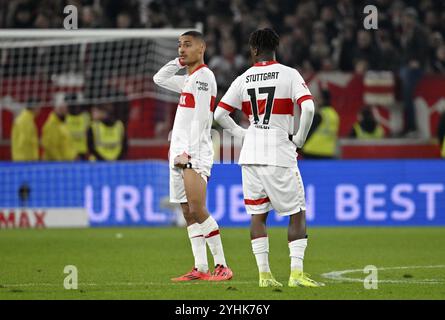 Enzo Millot VfB Stuttgart (08) Justin Diehl VfB Stuttgart (17) Dissued MHPArena, MHP Arena Stuttgart, Baden-Wuerttemberg, Germania, Europa Foto Stock