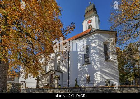 La chiesa parrocchiale di Sant'Alessandro, Ofterschwang, Allgaeu, Baviera, Germania, Europa Foto Stock
