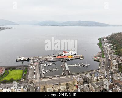 Vista aerea dall'alto dell'isola di Bute di Rothesay Foto Stock