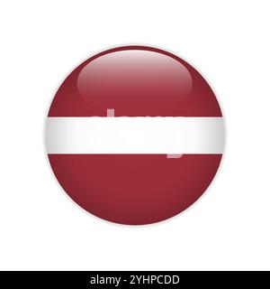 Pulsante Lettonia flag ON Illustrazione Vettoriale