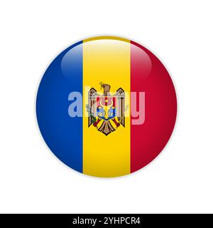 Pulsante di attivazione della bandiera della Moldavia Illustrazione Vettoriale