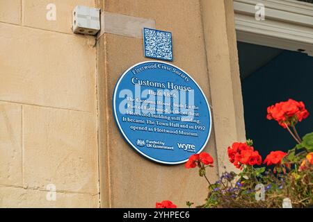 Targa blu della dogana, Fleetwood. Foto Stock