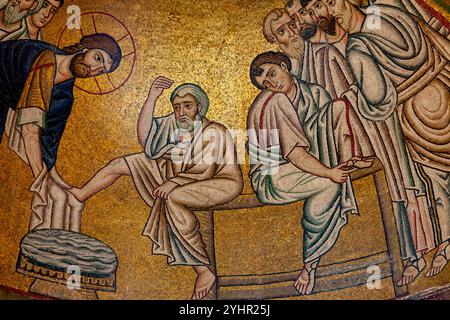 Mosaici, il Monastero di Ossios (o Hosios) Loukas, X secolo d.C. e rimane un importante esempio di architettura e arte bizantina, Foto Stock