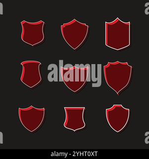 Set di badge rosso design etichetta Illustrazione Vettoriale