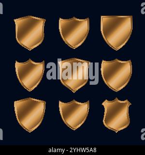 Set di oro luccicante di polizia Icone dello schermo Illustrazione Vettoriale