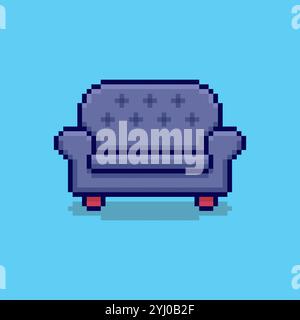 Design delle risorse di gioco per divani pixel art Illustrazione Vettoriale