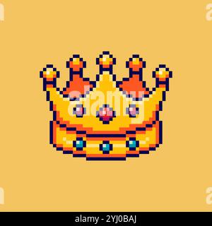 Pixel art Crown design delle risorse di gioco Illustrazione Vettoriale