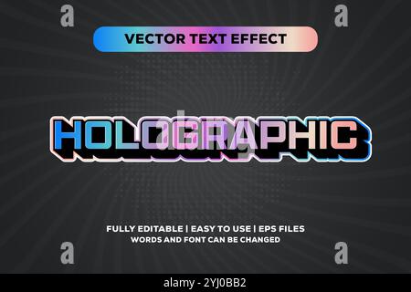 L'effetto olografico del testo vettoriale è completamente modificabile Illustrazione Vettoriale