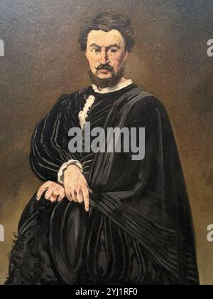 Il tragico attore, ritratto di un uomo in costume nero, collant e spada. Di Edouard Manet. Al museo National Gallery of Art di Washington DC. Foto Stock